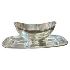 Saucière en métal argenté de la marque ERCUIS des années 1950