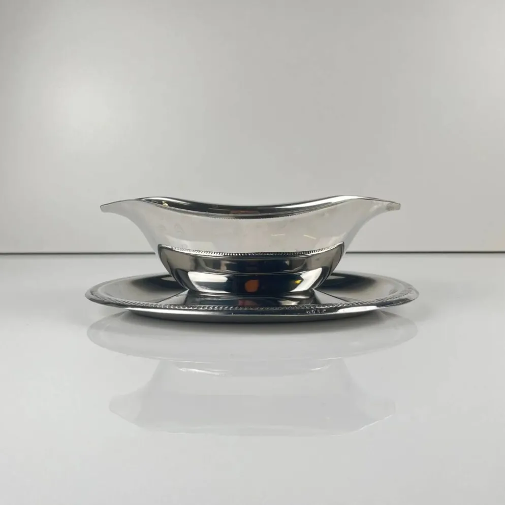 Saucière en métal style empire, couleur argenté