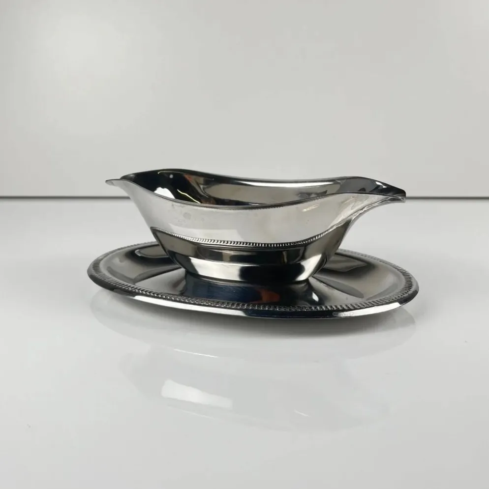 Saucière en métal style empire, couleur argenté