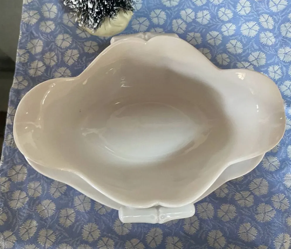 Saucière en porcelaine motif bambou ancienne