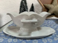 Saucière en porcelaine motif bambou ancienne