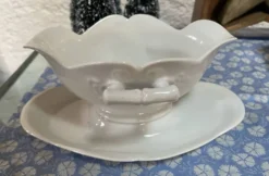 Saucière en porcelaine motif bambou ancienne