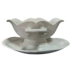 Saucière en porcelaine motif bambou ancienne