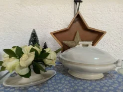 Saucière en porcelaine motif bambou ancienne