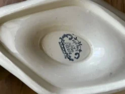 Saucière et plat faïence ancienne Salins - Terre de fer