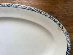 Saucière et plat faïence ancienne Salins - Terre de fer
