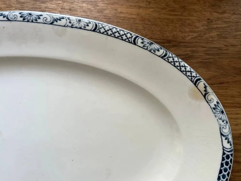 Saucière et plat faïence ancienne Salins - Terre de fer