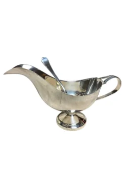 Saucière et sa cuillère en métal argenté