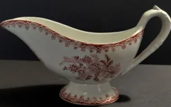 Saucière faïence décor rose marque V en creux XIXème
