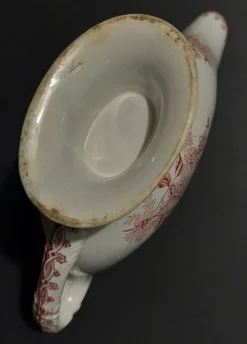 Saucière faïence décor rose marque V en creux XIXème
