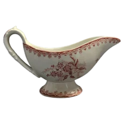 Saucière faïence décor rose marque V en creux XIXème