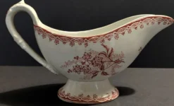Saucière faïence décor rose marque V en creux XIXème