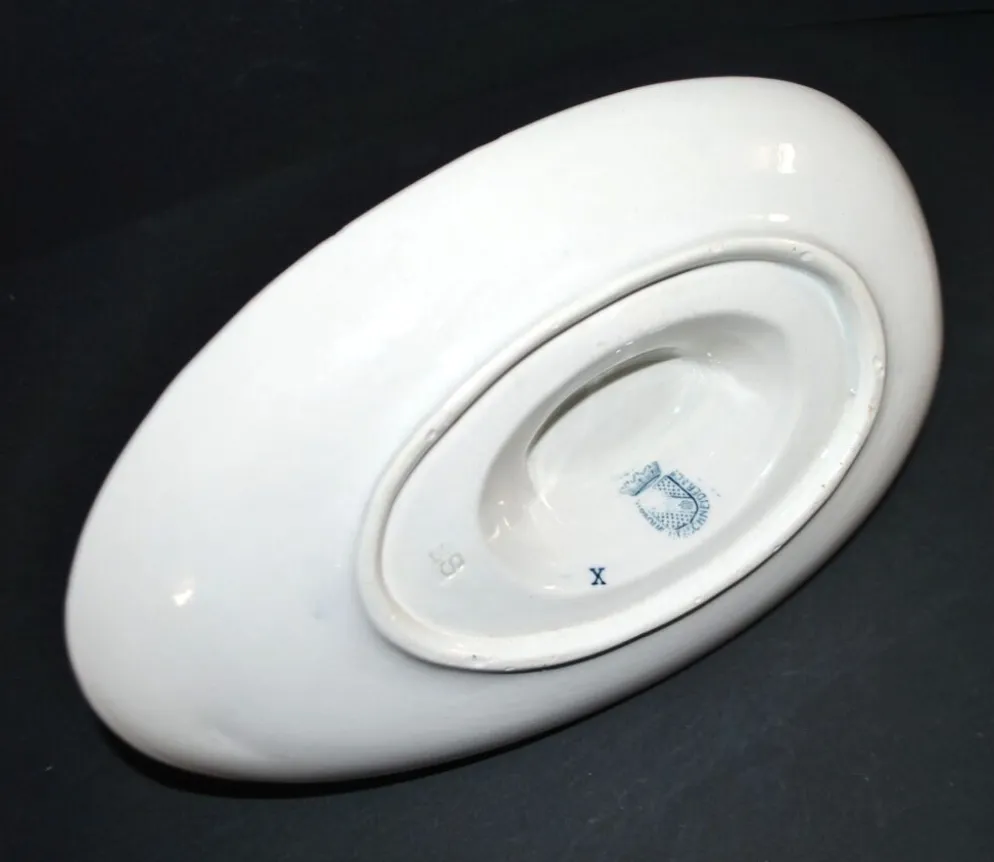 Saucière Flore ancienne en faïence opaque Sarreguemines Utschneider