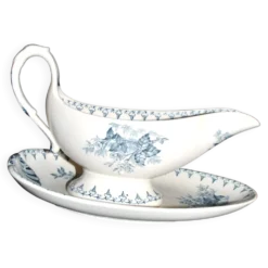 Saucière Flore ancienne en faïence opaque Sarreguemines Utschneider