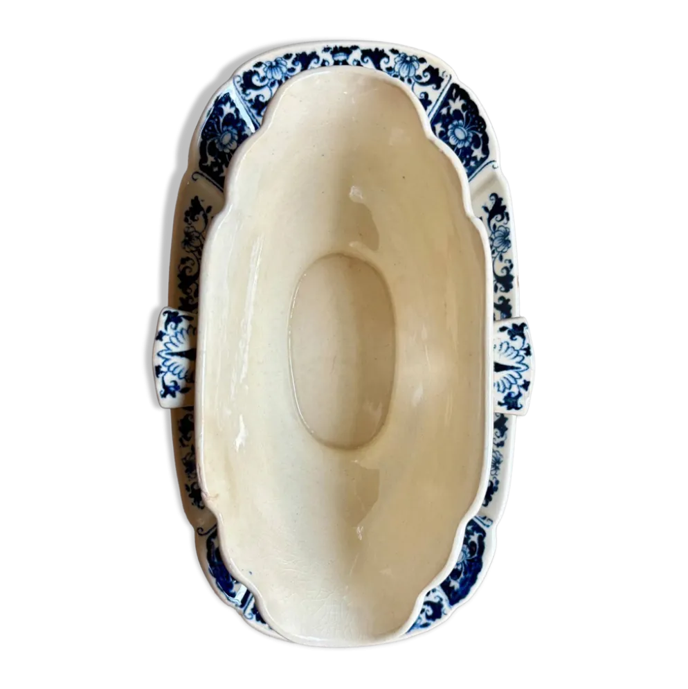 Saucière Gien en terre de fer bleue, service "Ibis bleu" n°1