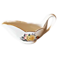 Saucière Gien Gardanne, roses couleur jaune, faïence vintage française