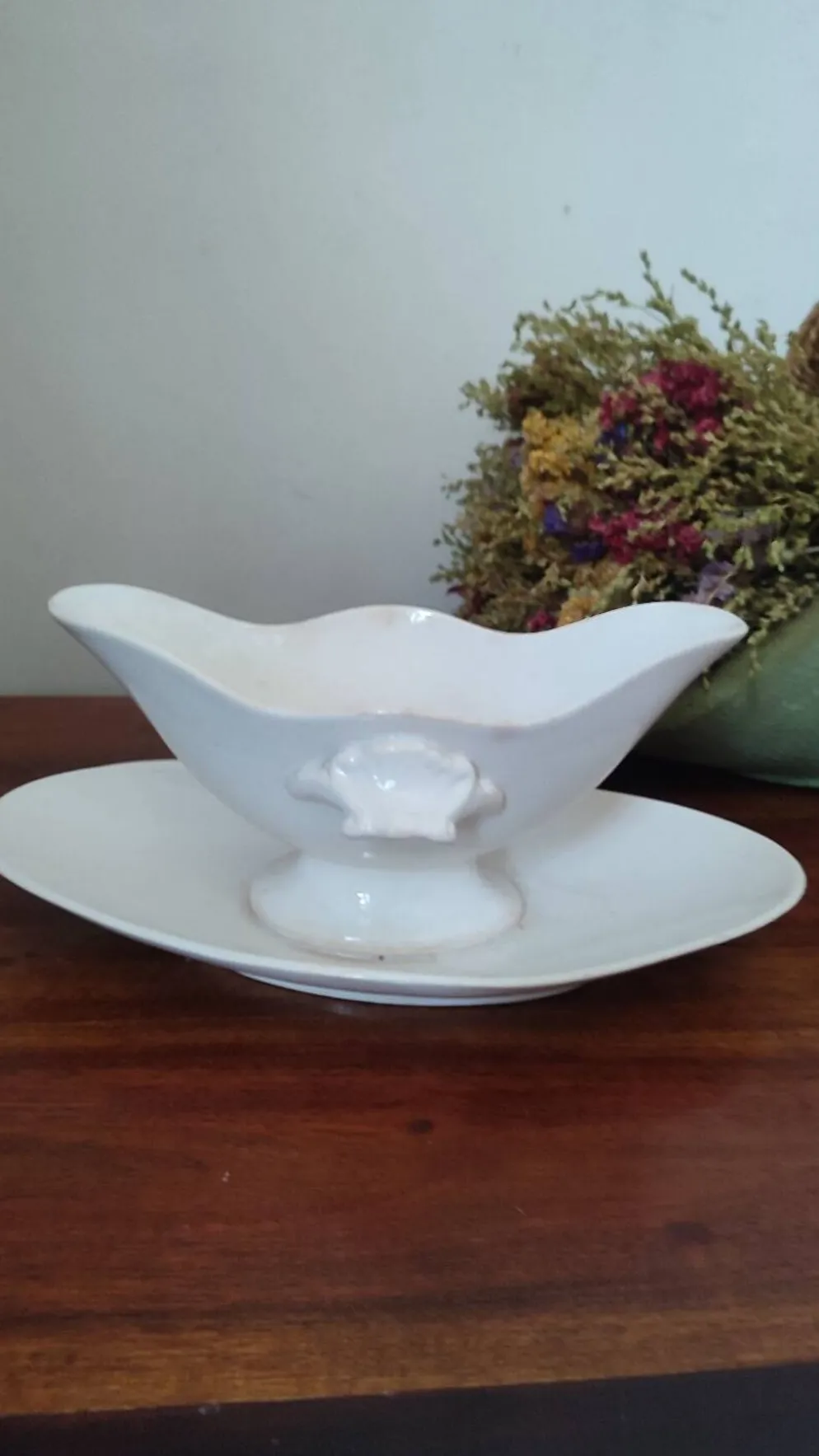 Saucière Gien porcelaine blanche opaque