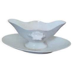 Saucière Gien porcelaine blanche opaque