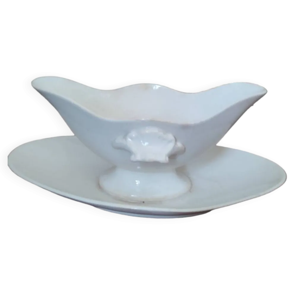 Saucière Gien porcelaine blanche opaque