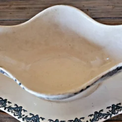 Saucière Longwy terre de fer Rhodes, fin 19 ème, décor bleu