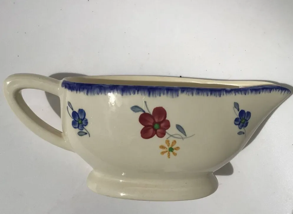 Saucière Mary Lou Digoin Sarreguemines bord bleu