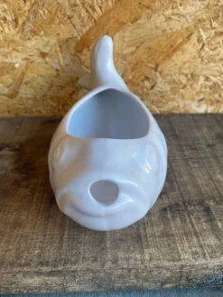 Saucière poisson ancienne bruno evrard céramique blanche france vintag