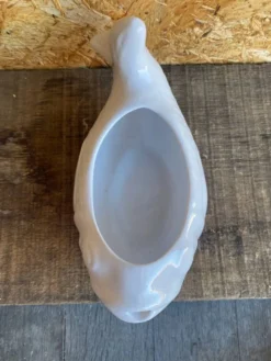 Saucière poisson ancienne bruno evrard céramique blanche france vintag