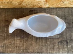 Saucière poisson ancienne bruno evrard céramique blanche france vintag
