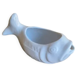 Saucière poisson ancienne bruno evrard céramique blanche france vintag