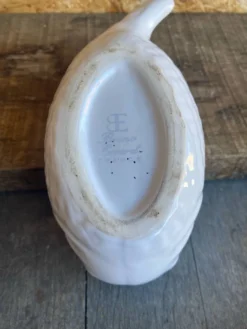 Saucière poisson ancienne bruno evrard céramique blanche france vintag