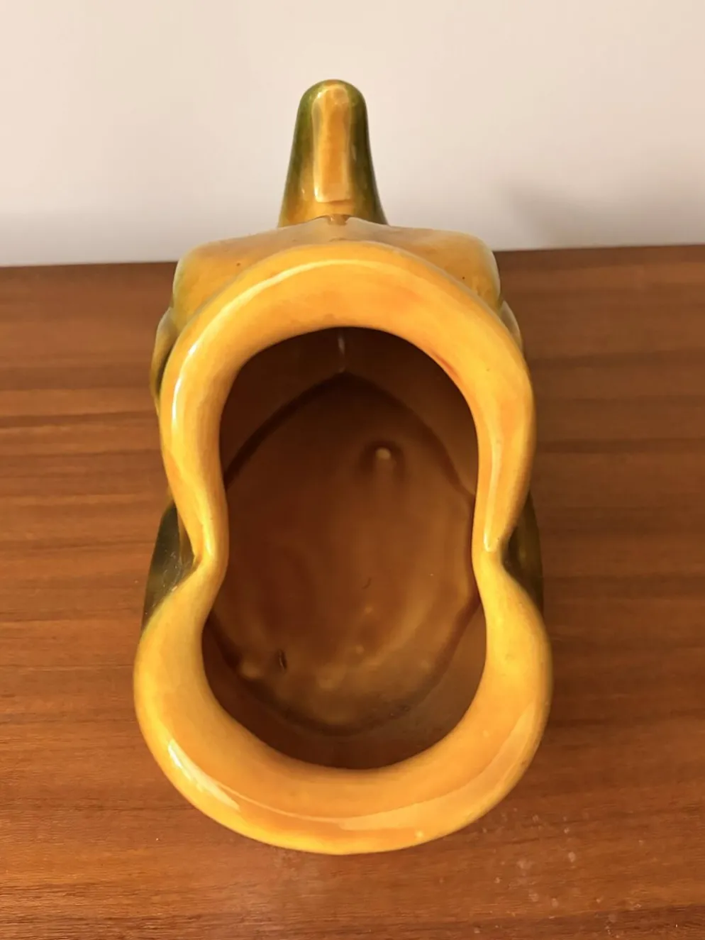 Saucière poisson Vallauris en faïence orange et vert vintage 60s/70s