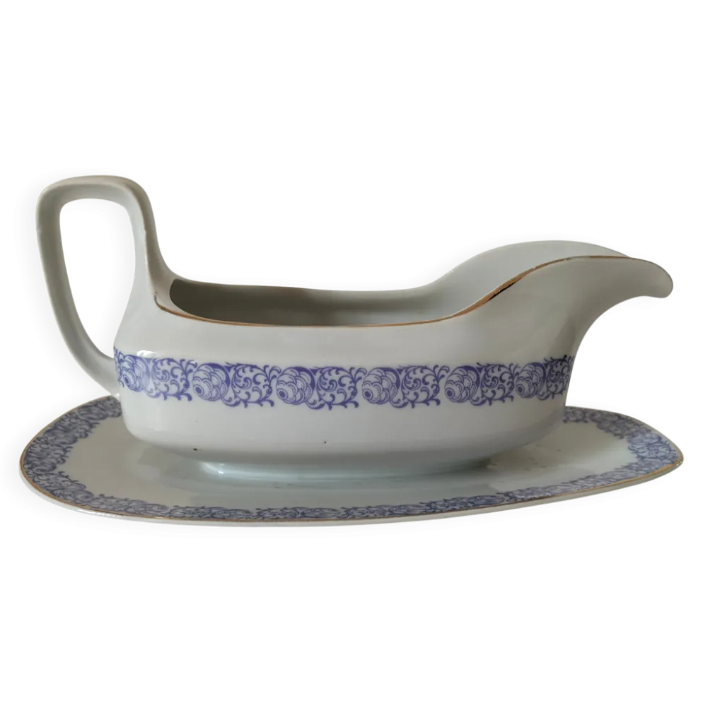 Saucière porcelaine Bavaria H.J.Co parme 1920–30