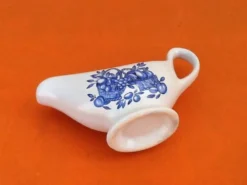 Saucière Porcelaine blanche, décor corbeille de fruits