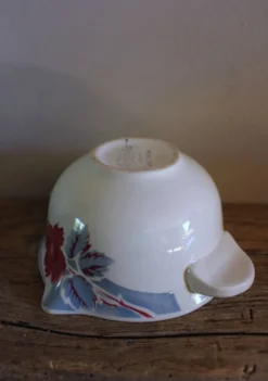 Saucière Rose rouge feuillage bleu Antinea Sarreguemines Art déco