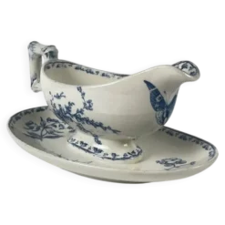 Saucière terre de fer "Carmen", Sarreguemines, bleu, 1875-1900