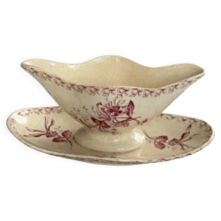 Saucière terre de fer rouge Gien modèle chèvrefeuille - terre de fer p
