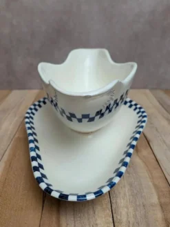 Saucière Terre de fer Salins modèle Damier