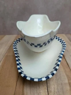 Saucière Terre de fer Salins modèle Damier