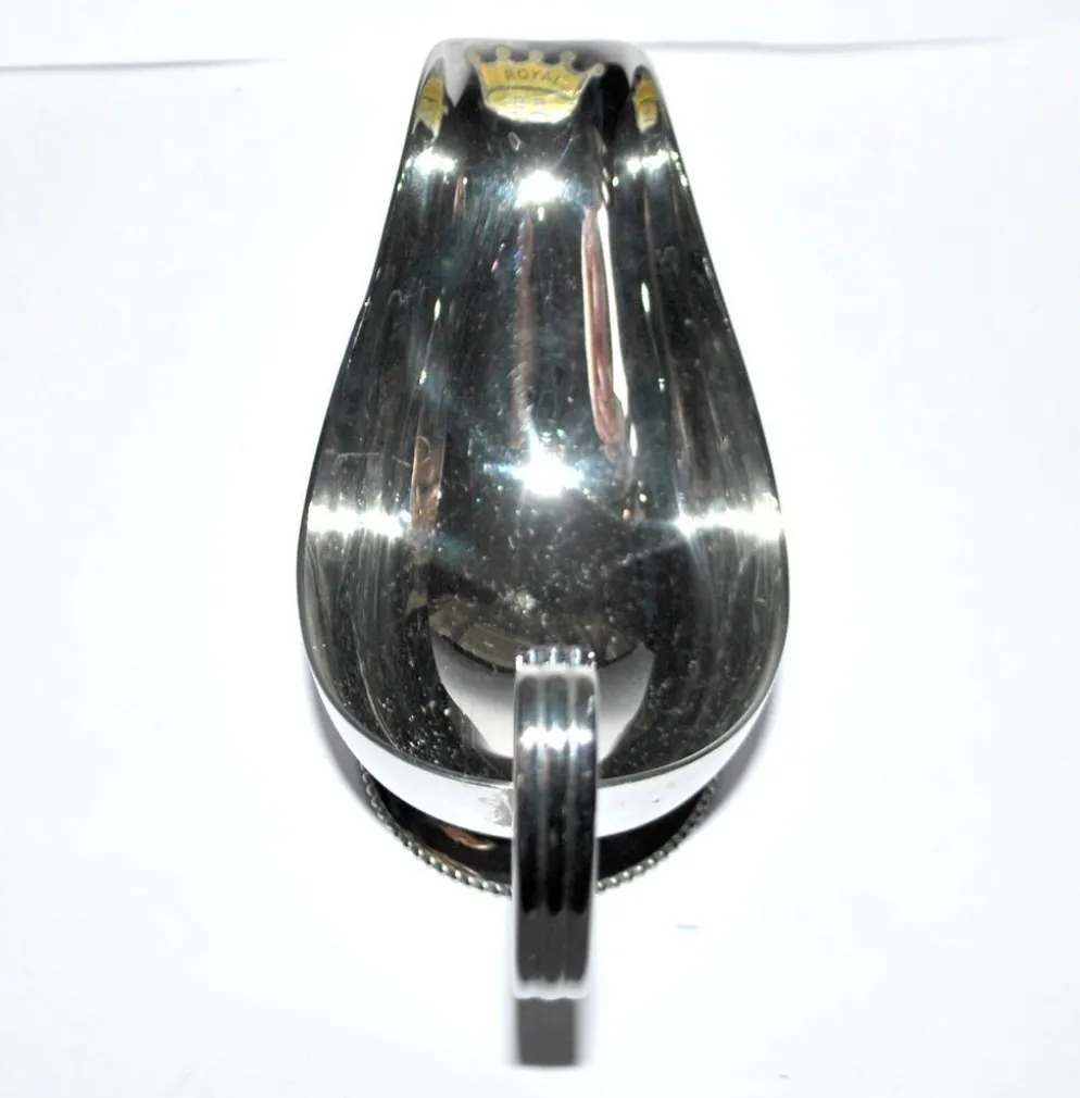 Saucière vintage décor perle piédouche en métal BB ROYAL France
