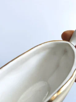 Saucière vintage L'Amandinoise modèle Paola blanc crème fleurs