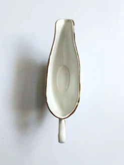 Saucière vintage L'Amandinoise modèle Paola blanc crème fleurs
