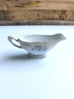 Saucière vintage L'Amandinoise modèle Paola blanc crème fleurs