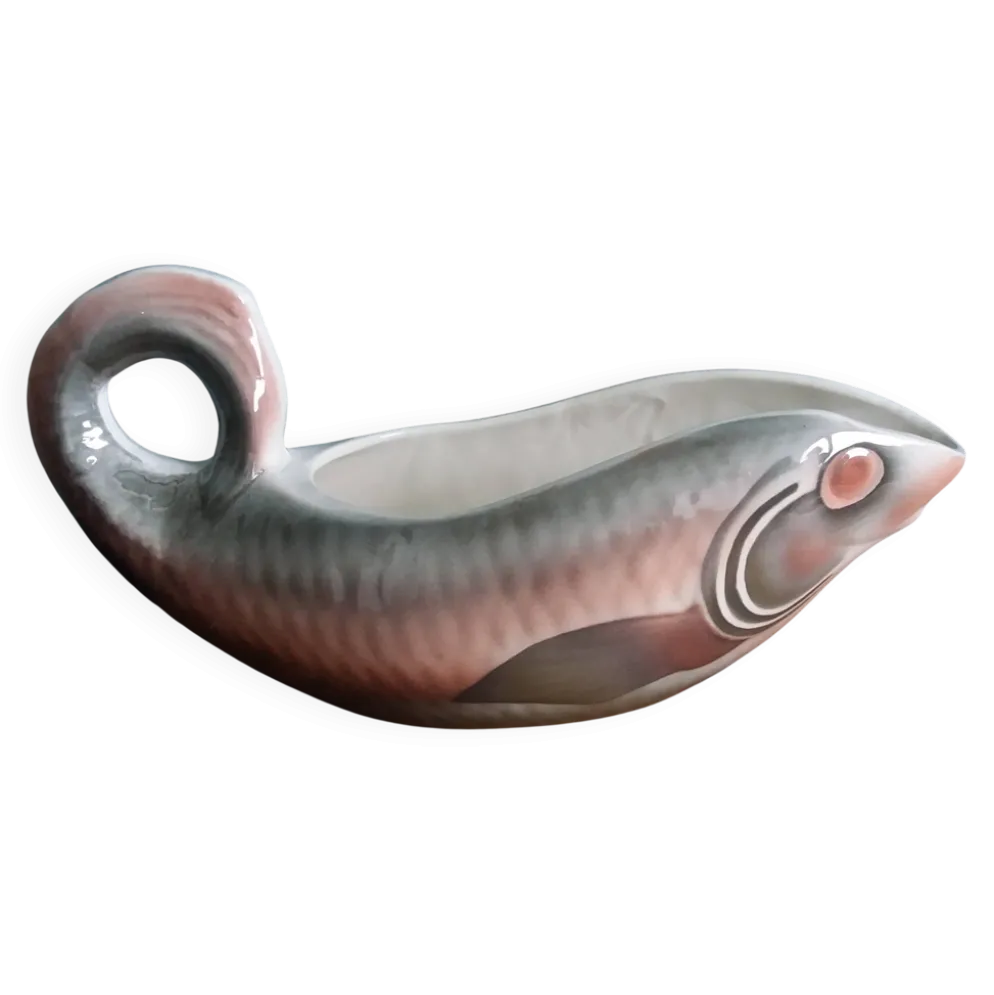 Saucière zoomorphe poisson Digoin Sarreguemines