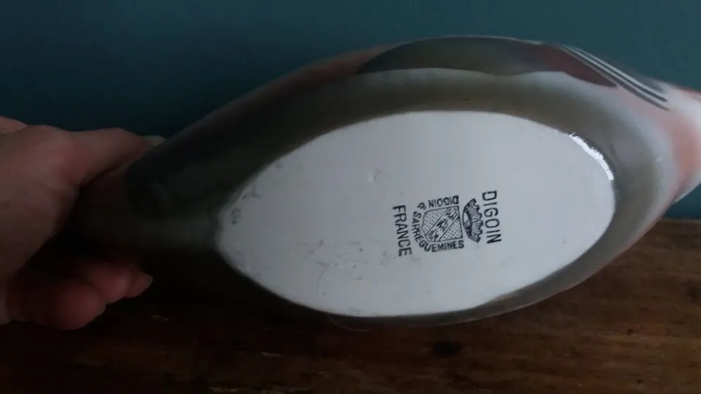 Saucière zoomorphe poisson Digoin Sarreguemines