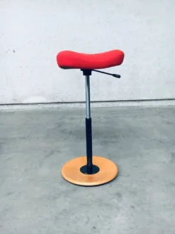 Scandinavian Ergonomic Design Writing Desk and Stool from Stokke, 1980s, Set of 3