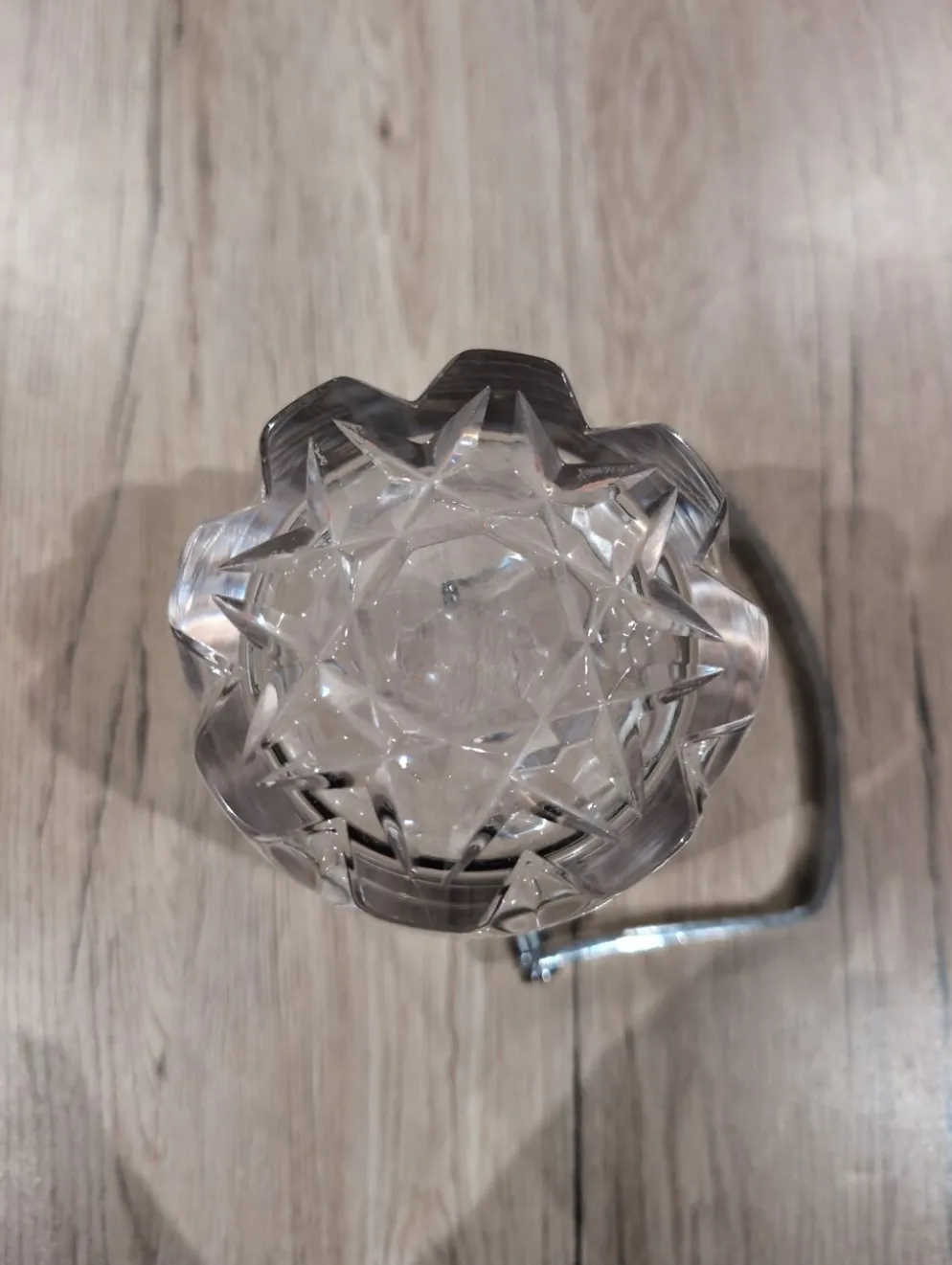 Seau a Glace Cristal Verre Taille Anse Inox avec Pince a Glacon Vintag
