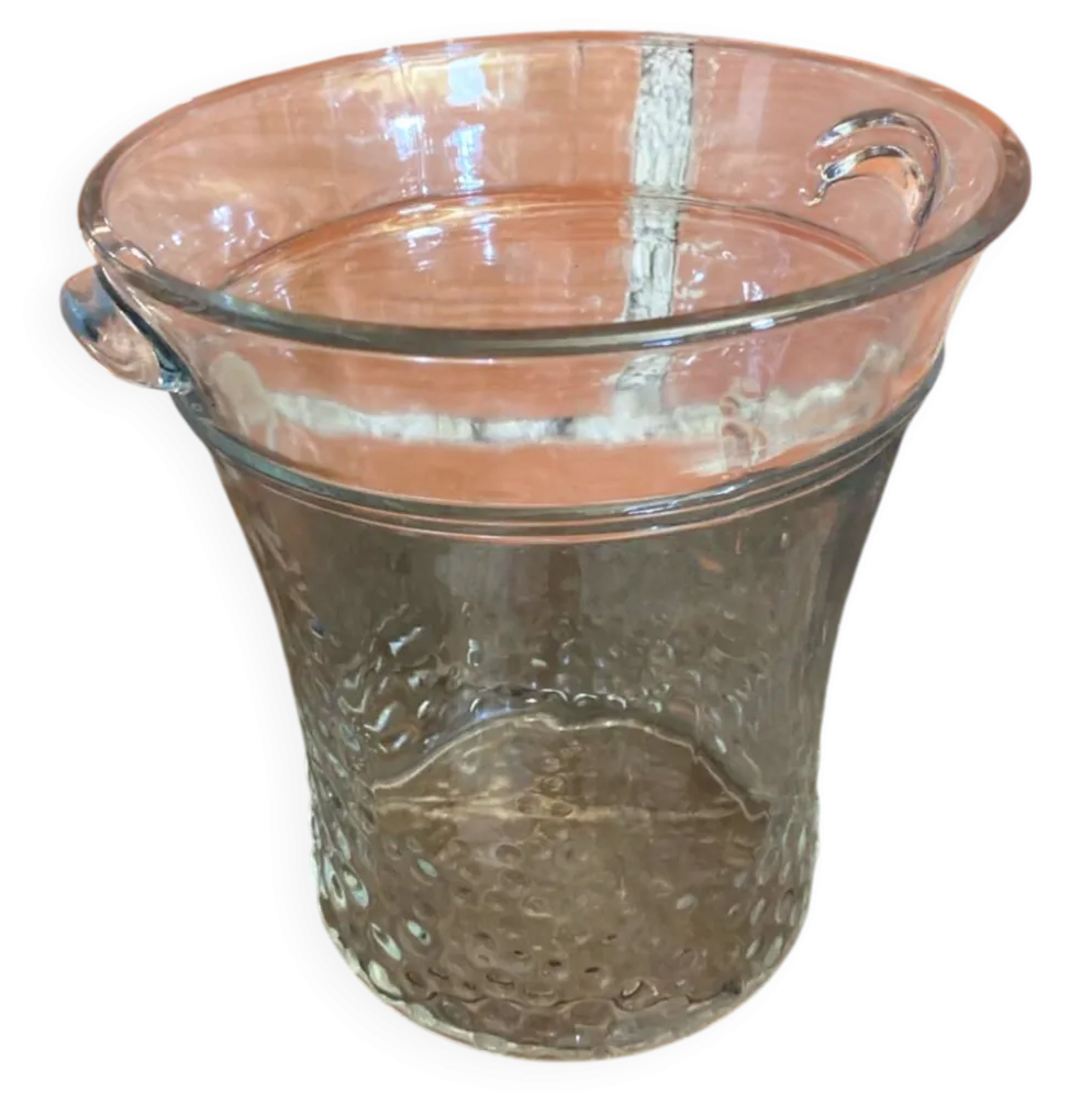 Seau A Vin Champagne Rafraîchissoir Verre Moule Made In Italy Vintage