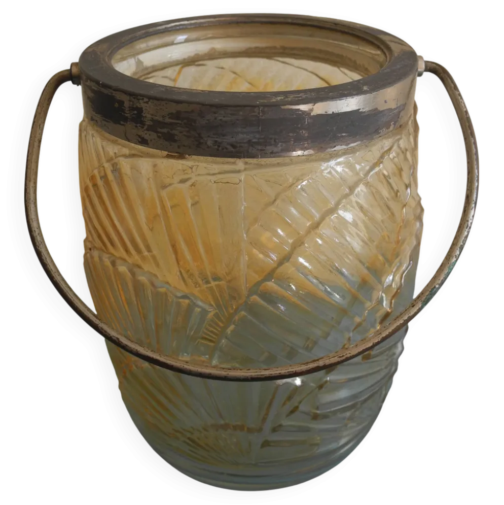 seau biscuits éventails art déco antique french biscuit tin bucket 30s