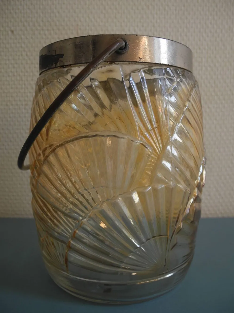seau biscuits éventails art déco antique french biscuit tin bucket 30s