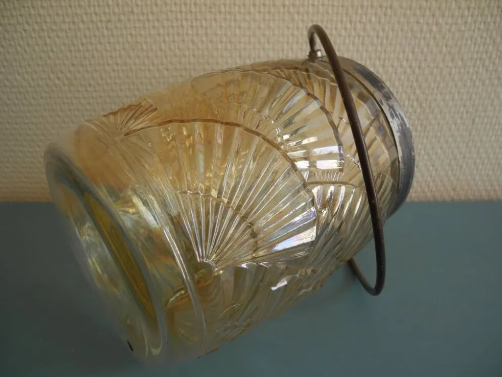 seau biscuits éventails art déco antique french biscuit tin bucket 30s